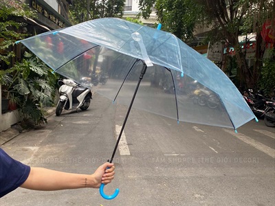 Dù trong suốt thời trang cán dài nhựa dẻo [3 màu] R93cm PHUKIEN-01